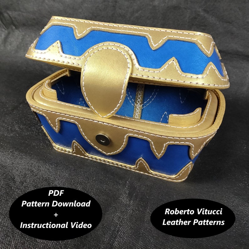 手工皮具图纸 珠宝箱rv030-皮艺果手工皮具图纸