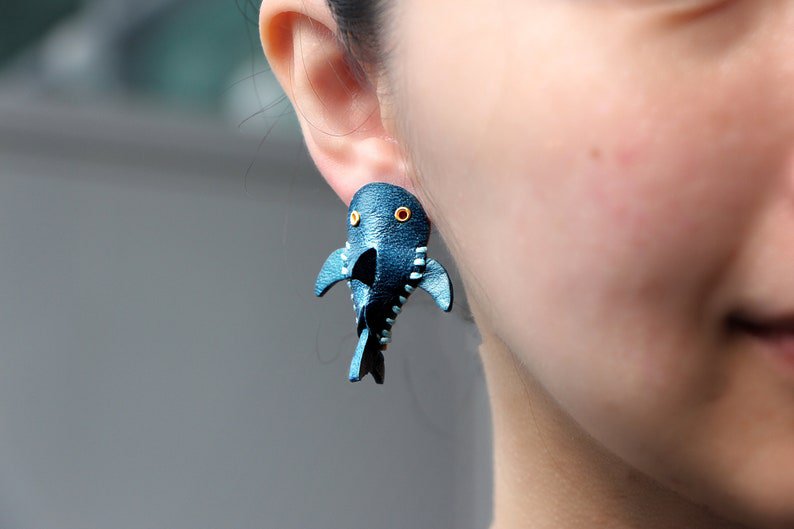 图片[3]-手工皮具图纸 鲨鱼耳环tp019-皮艺果手工皮具图纸