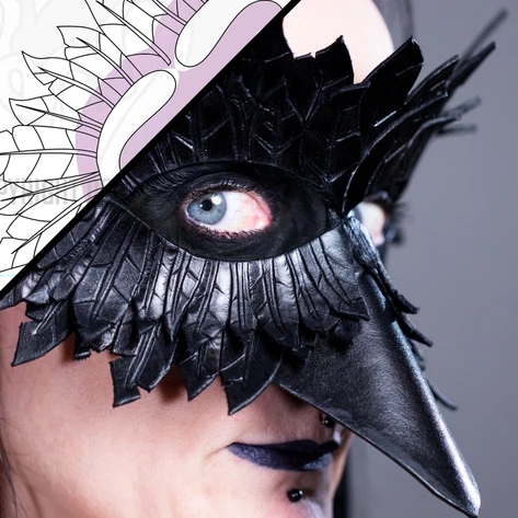 图片[3]-手工皮具图纸 面具th005-皮艺果手工皮具图纸