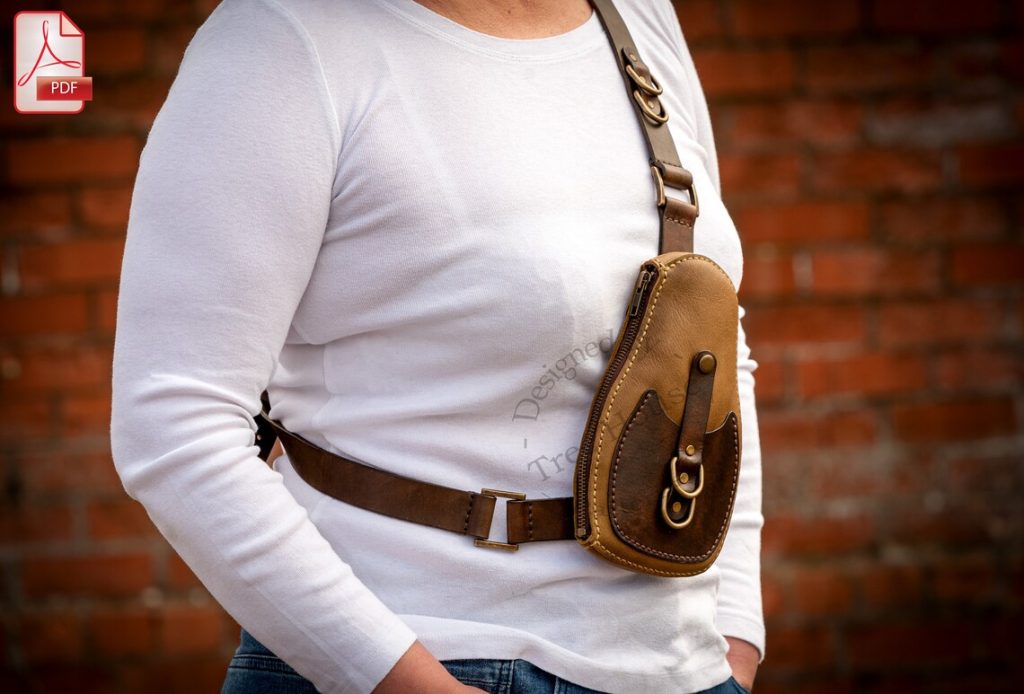 图片[1]-手工皮具图纸 胸包tr012-皮艺果手工皮具图纸