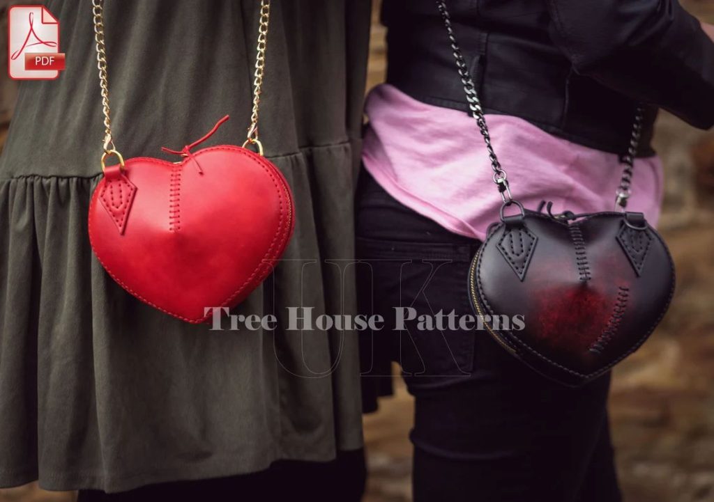 图片[2]-手工皮具图纸 爱心包tr019-皮艺果手工皮具图纸