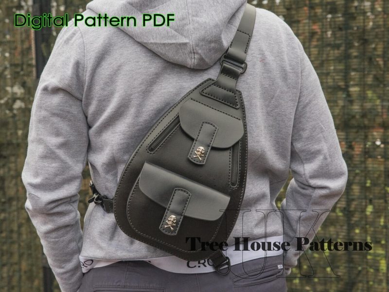 手工皮具图纸 胸挎包tr033-皮艺果手工皮具图纸