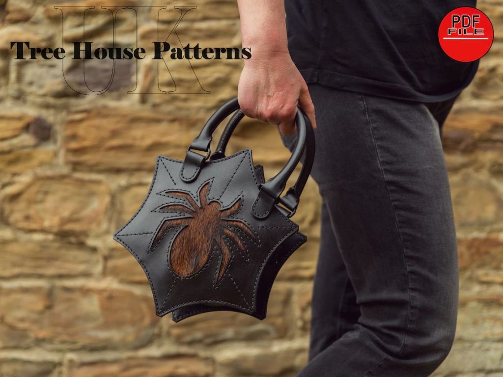 图片[1]-手工皮具图纸 蜘蛛手提包tr043-皮艺果手工皮具图纸