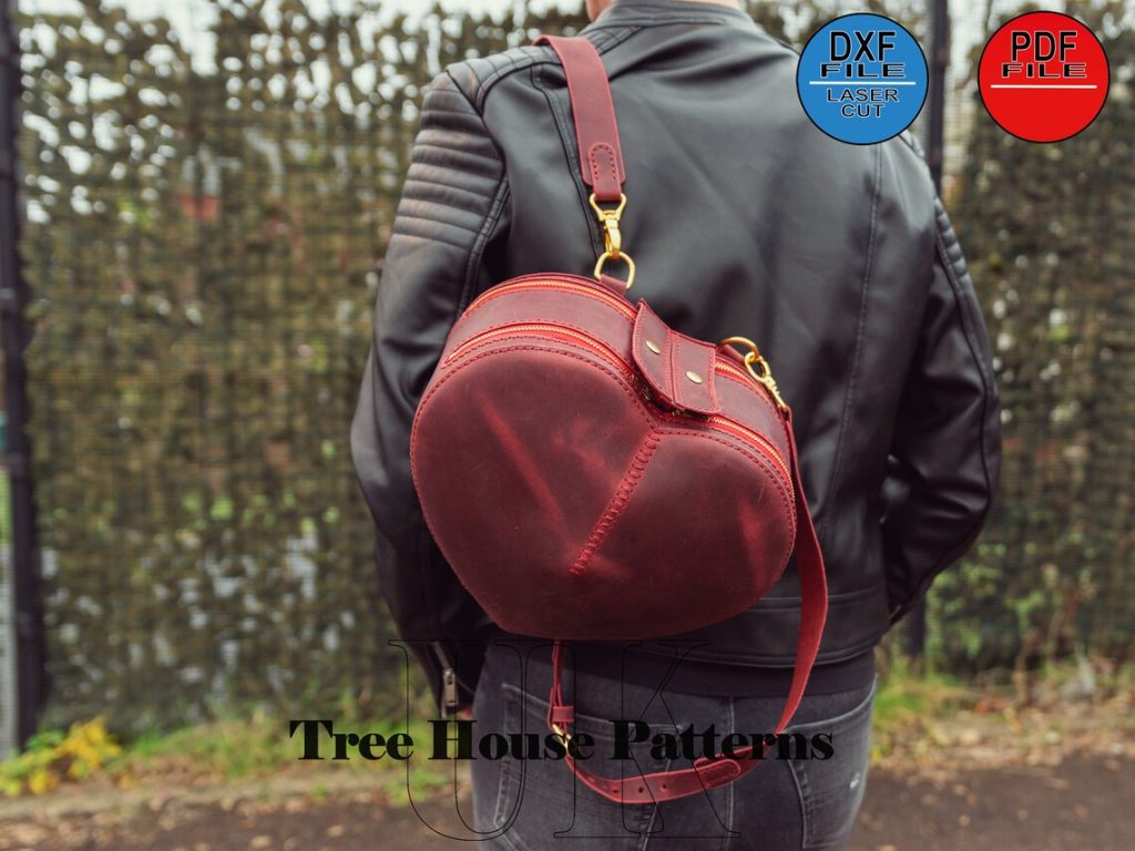 图片[1]-手工皮具图纸 爱心背包tr056-皮艺果手工皮具图纸