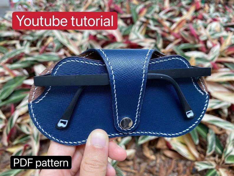 手工皮具图纸 眼镜盒at005-皮艺果手工皮具图纸