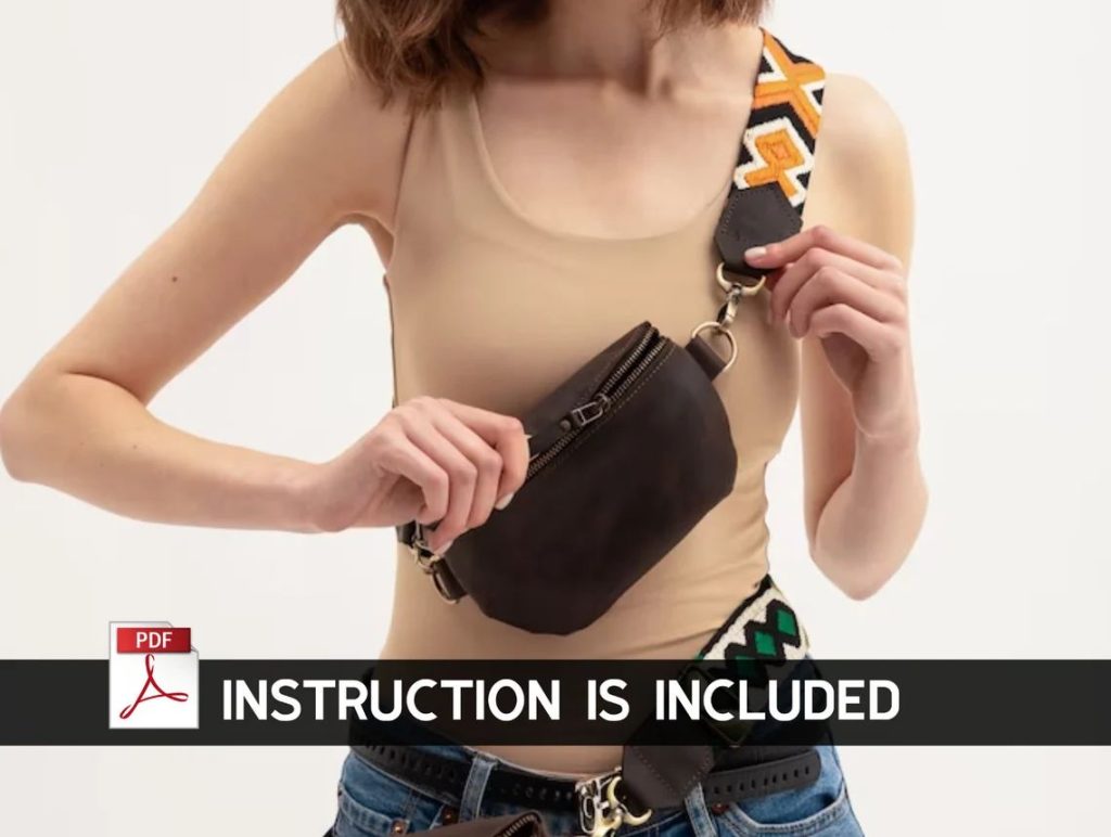 图片[1]-手工皮具图纸 胸挎包tu004-皮艺果手工皮具图纸