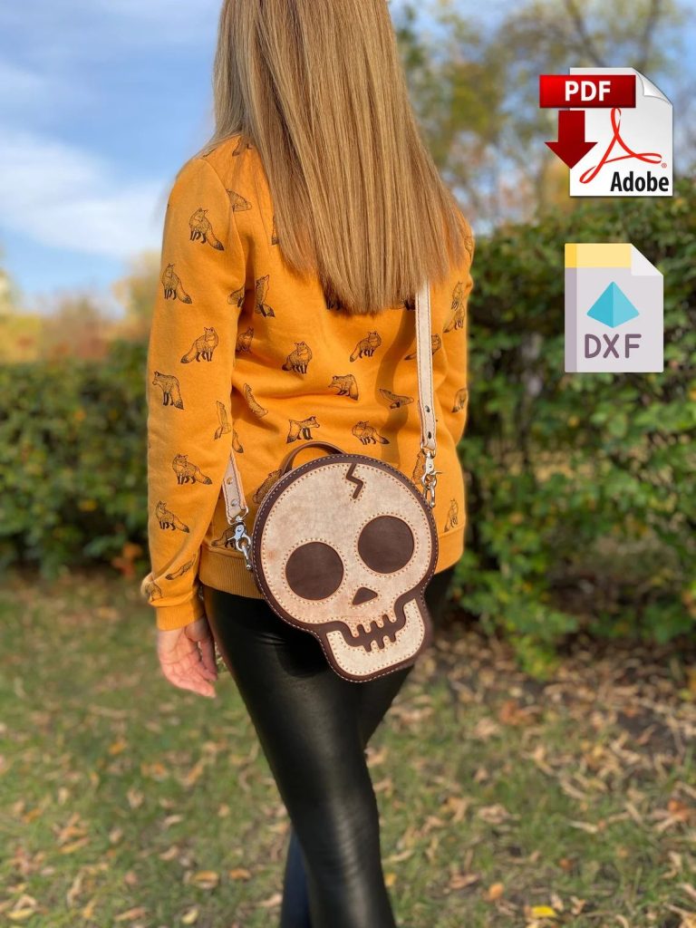 图片[1]-手工皮具图纸 头骨包td001-皮艺果手工皮具图纸