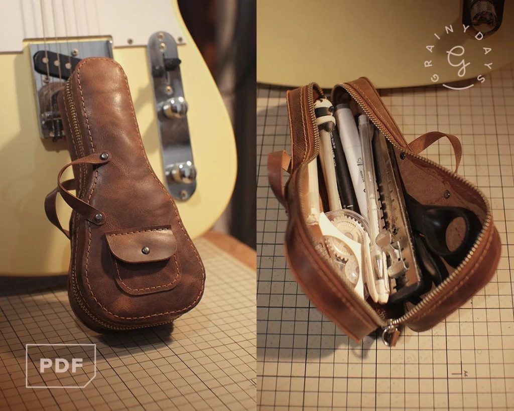 图片[2]-手工皮具图纸 琴文具袋ph005-皮艺果手工皮具图纸