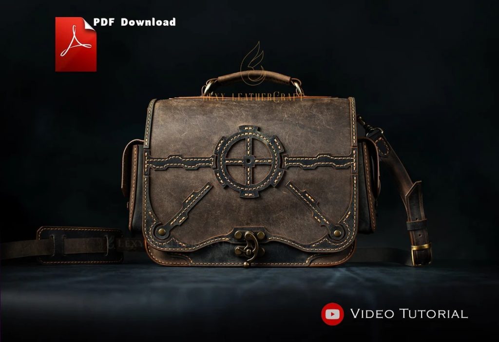 图片[1]-手工皮具图纸 朋克公文包lc025-皮艺果手工皮具图纸