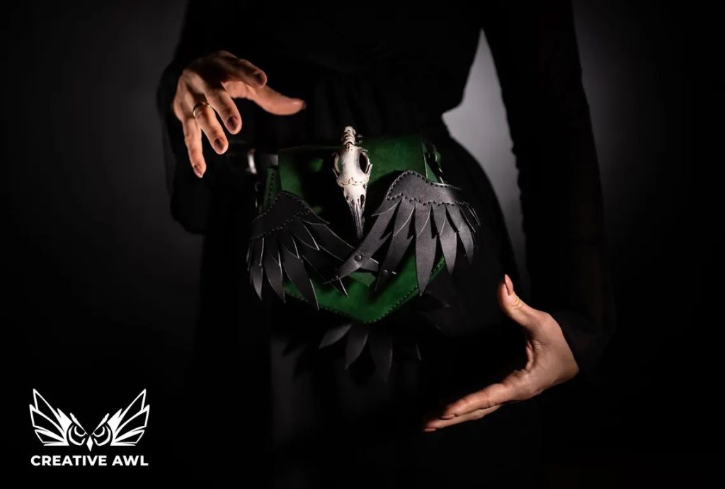 图片[1]-手工皮具图纸 鸟骷髅腰带包ca189-皮艺果手工皮具图纸