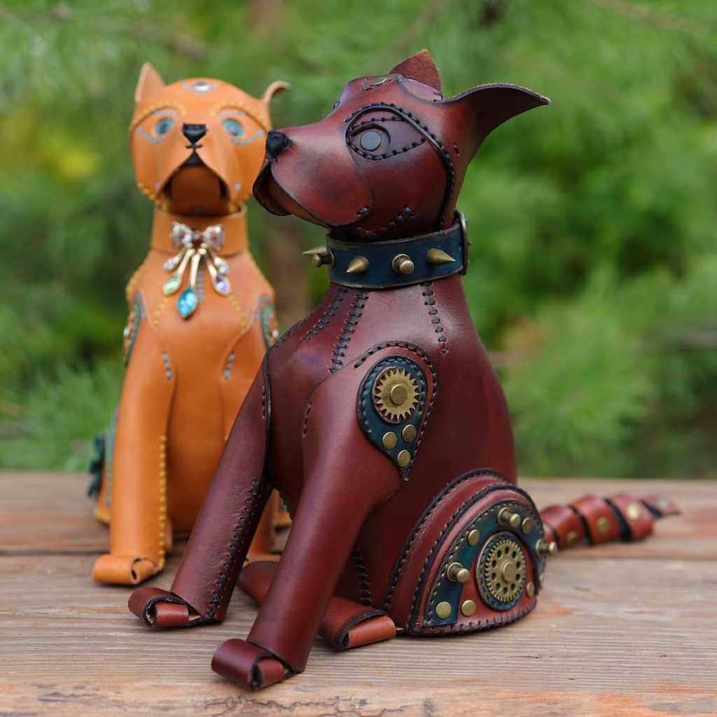 图片[1]-手工皮具图纸 狗子存钱罐ts022-皮艺果手工皮具图纸