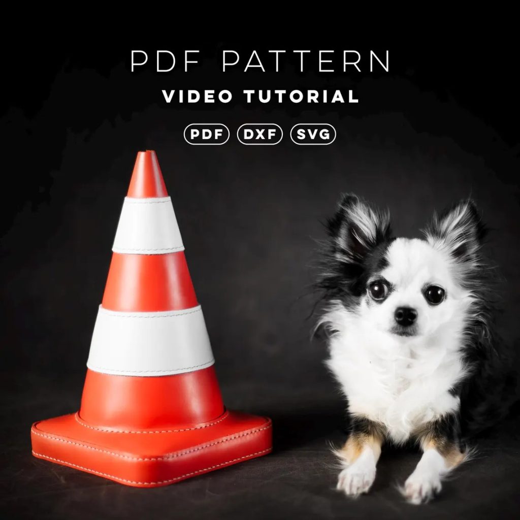 图片[1]-手工皮具图纸 路障雪糕筒kd089-皮艺果手工皮具图纸