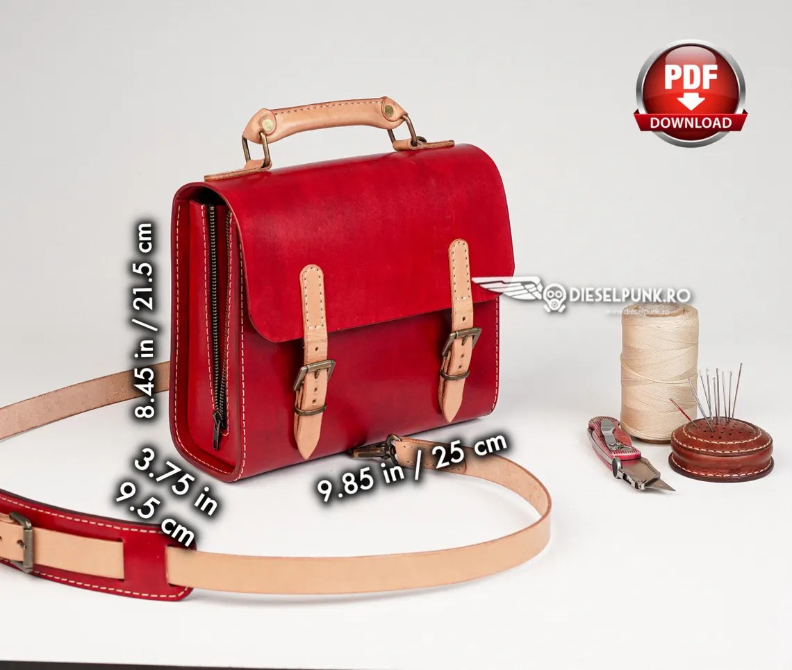 图片[3]-手工皮具图纸 邮差包di200-皮艺果手工皮具图纸