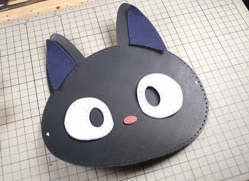 猫咪斜挎包制作过程-皮艺果手工皮具图纸