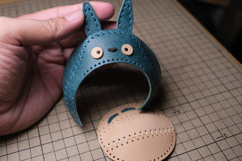 图片[55]-手工皮具制作-龙猫不倒翁制作过程