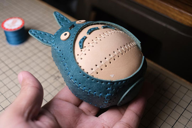 图片[66]-手工皮具制作-龙猫不倒翁制作过程