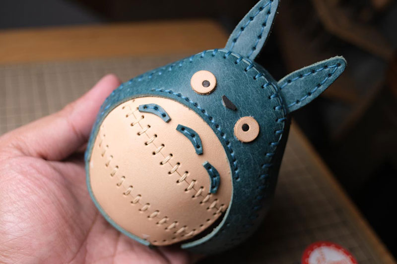 图片[70]-手工皮具制作-龙猫不倒翁制作过程