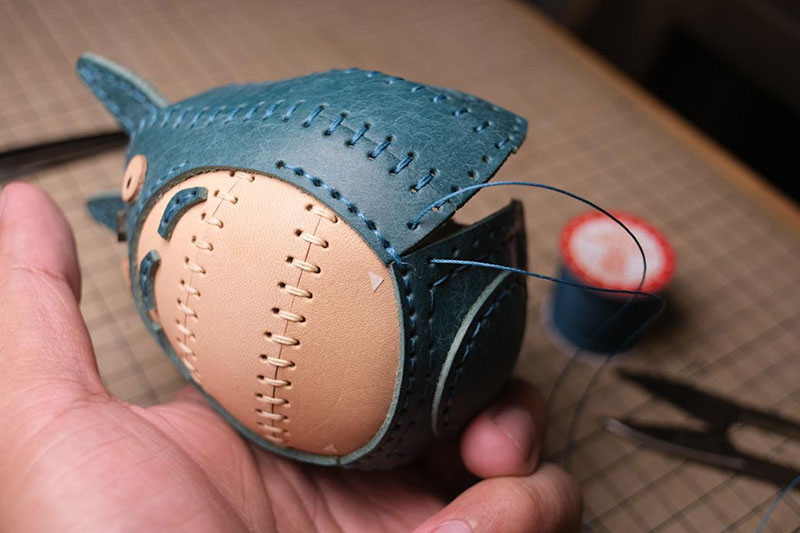 图片[72]-手工皮具制作-龙猫不倒翁制作过程