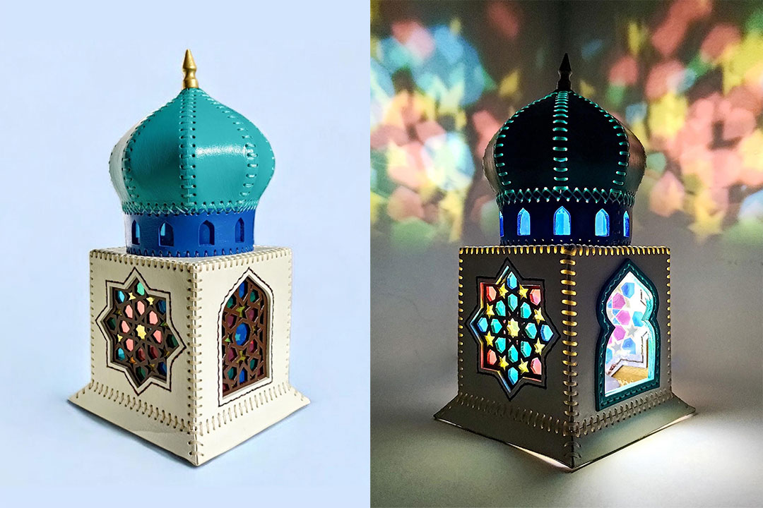 清真寺灯摆件制作说明-皮艺果手工皮具图纸