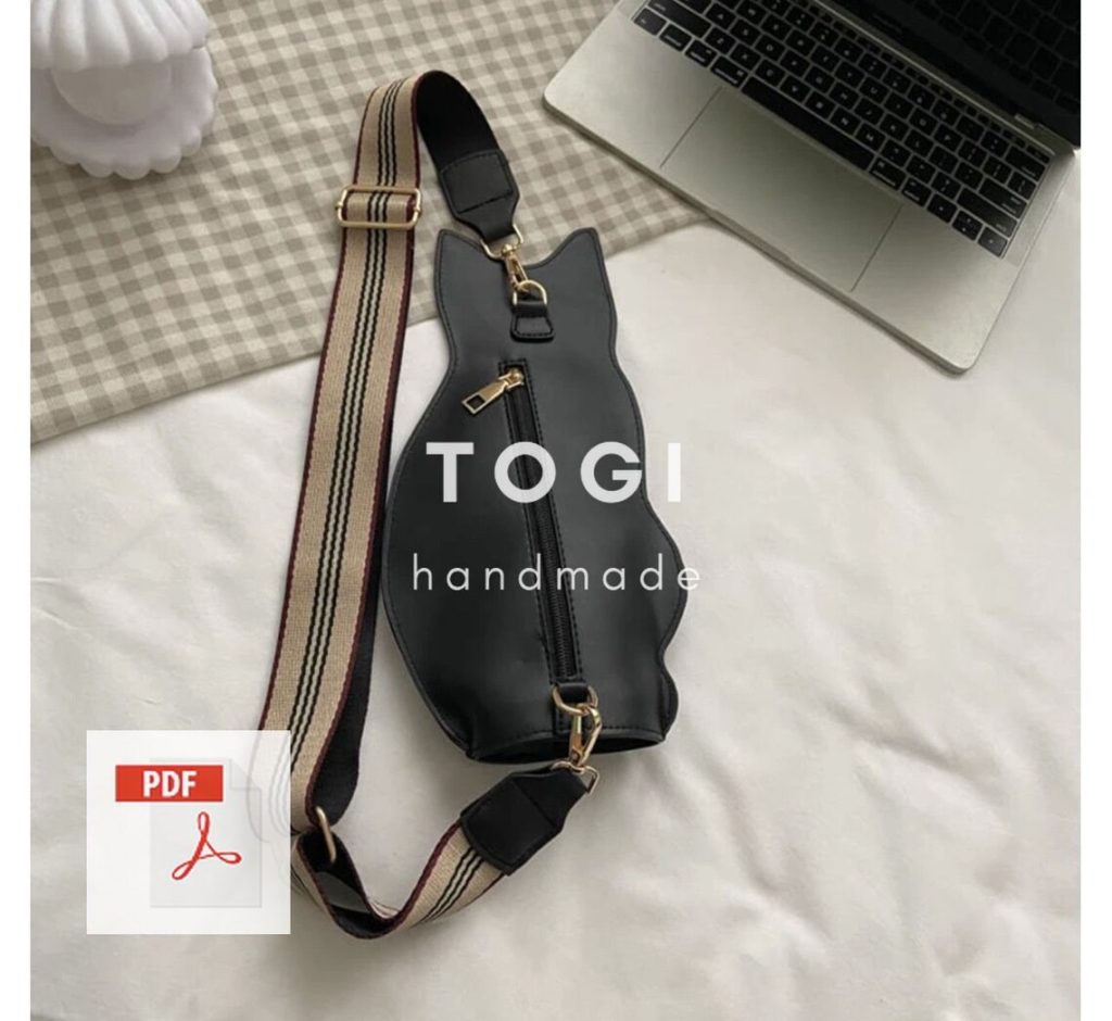 图片[2]-手工皮具图纸 猫咪挎包tg014-皮艺果手工皮具图纸