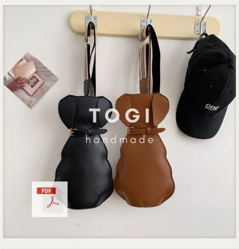 手工皮具图纸 狗狗挎包tg013-皮艺果手工皮具图纸