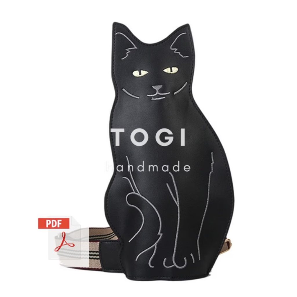 图片[3]-手工皮具图纸 猫咪挎包tg014-皮艺果手工皮具图纸