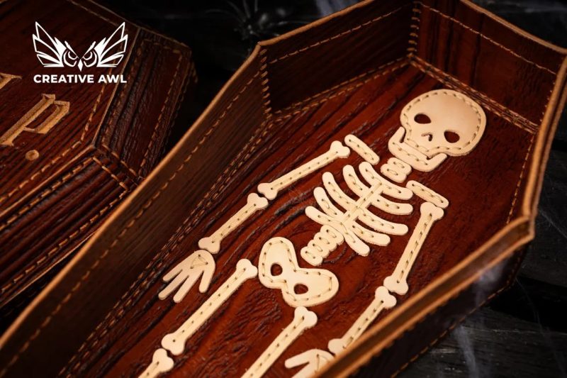 手工皮具图纸 棺材盒ca254-皮艺果手工皮具图纸