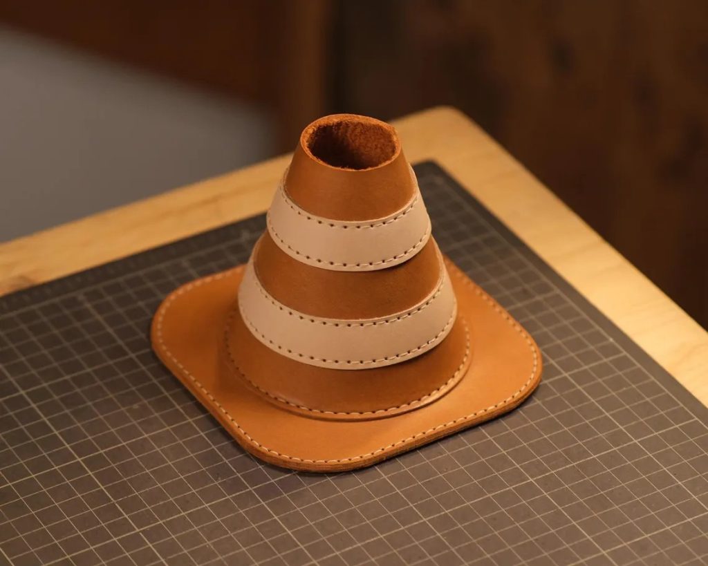 图片[3]-手工皮具图纸 交通锥笔筒ph015-皮艺果手工皮具图纸