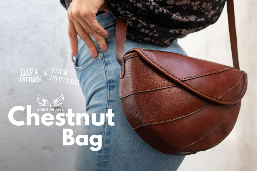 图片[1]-手工皮具图纸 栗色挎包ca264-皮艺果手工皮具图纸