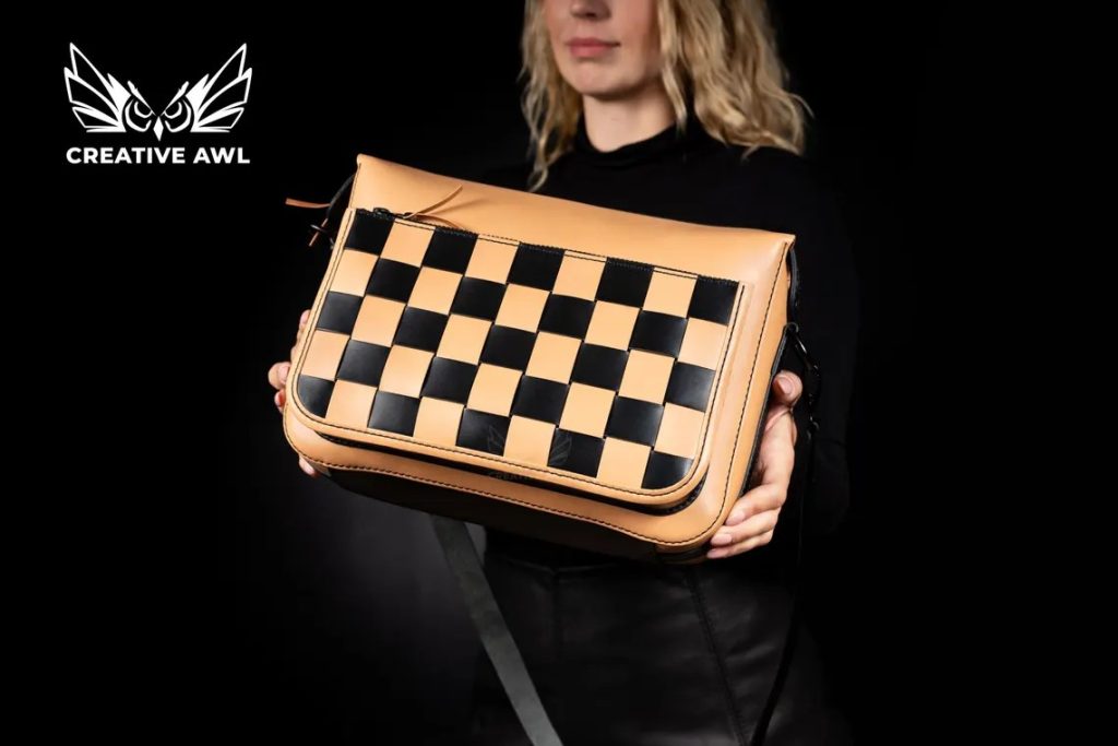 图片[1]-手工皮具图纸 棋盘格挎包ca270-皮艺果手工皮具图纸