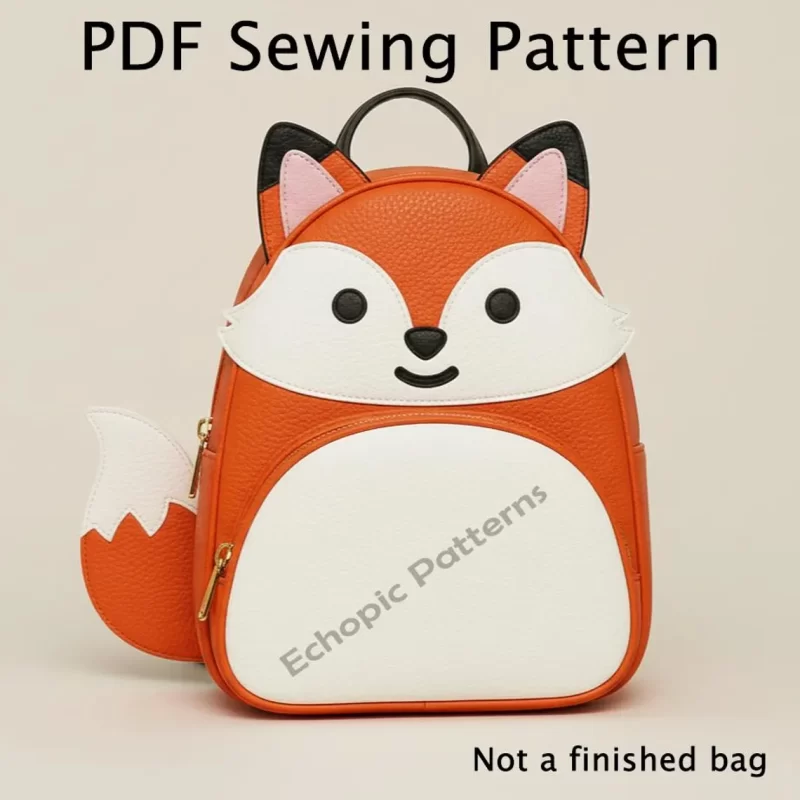 手工皮具图纸 狐狸背包ec048-皮艺果手工皮具图纸
