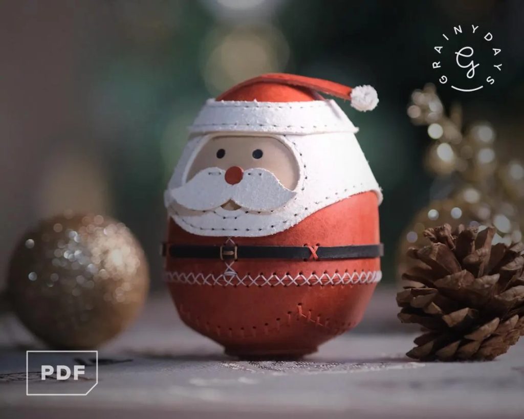 图片[1]-手工皮具图纸 圣诞老人摆件ph019-皮艺果手工皮具图纸