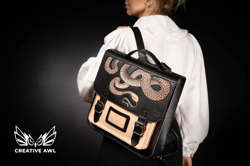 手工皮具图纸 蛇图案背包ca274-皮艺果手工皮具图纸