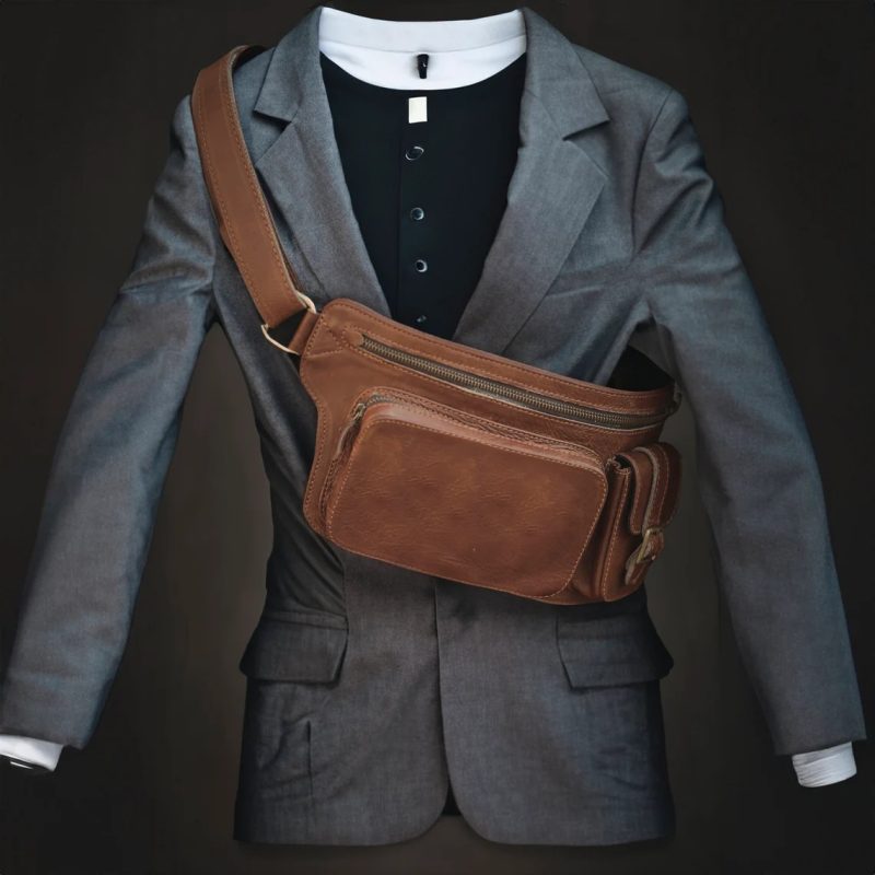 男士胸挎包ro029-皮艺果手工皮具图纸