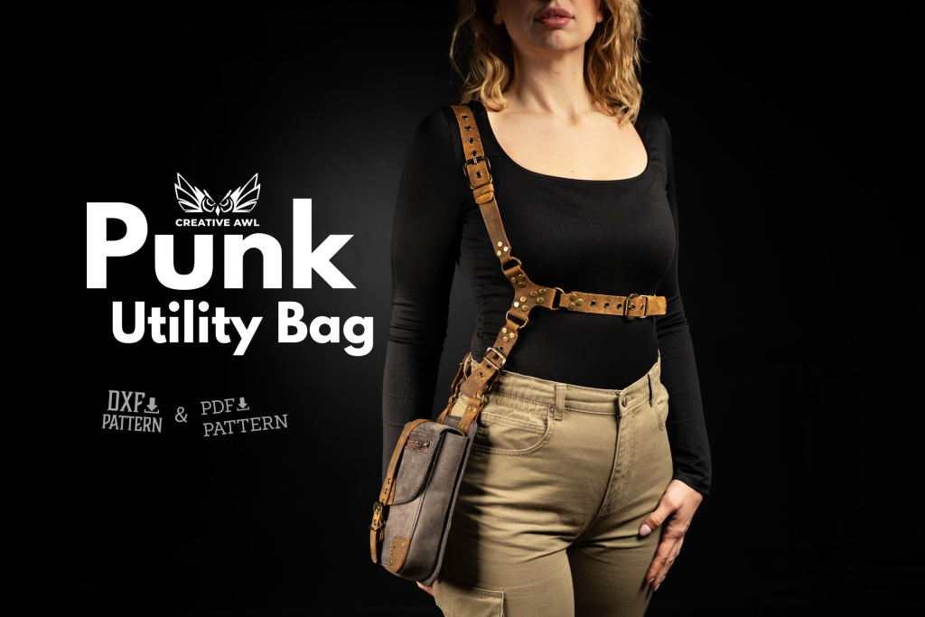 图片[1]-朋克斜挎包ca285-皮艺果手工皮具图纸