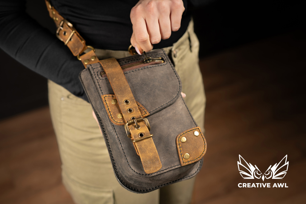 图片[2]-朋克斜挎包ca285-皮艺果手工皮具图纸