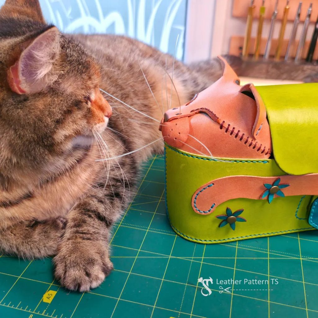 图片[3]-睡猫手提盒子ts028-皮艺果手工皮具图纸