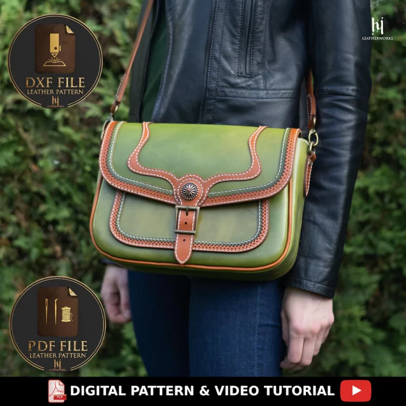 斜挎包kw018-皮艺果手工皮具图纸