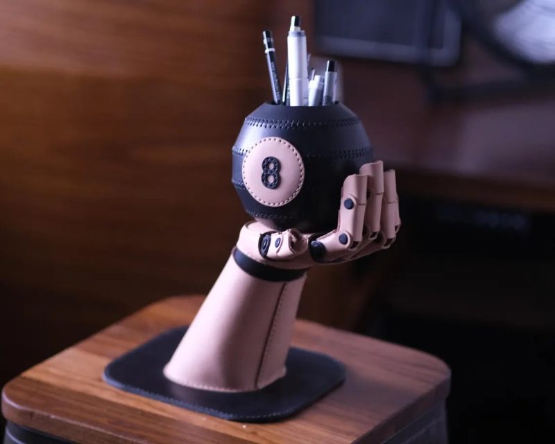 黑八笔筒ph034-皮艺果手工皮具图纸